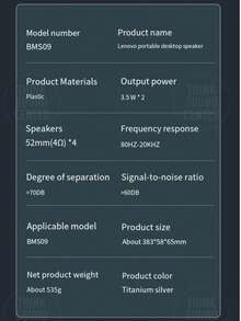 Lenovo 联想BMS09有线桌面多媒体音箱，双扬声器环绕立体声，影院级音效，双频扬声器和双导管设计带来4D沉浸式音频体验，广泛兼容各种设备，包含辅助音频输入接口 - 深灰色 - 查看 9