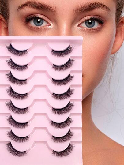 8 Pairs ENCHUW Natural Cat Eye Lashes, Delicate & Curly, Faux Mink Eyelashes, Suitable For Daily Wear