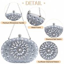 Women's Clutch Bag For Parties, Silver Glitter, Handbag, Wedding - Y1007 - View 7