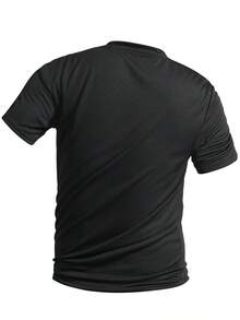 Men's Breathable Quick-Dry Short Sleeve T-Shirt, Suitable For Outdoor Hiking, Fitness Activities, Fashionable & Versatile - Black - View 3