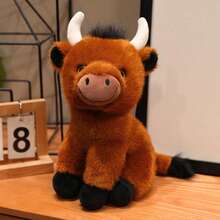 1pc Realistic Highland Cow Plush Doll, Soft Stuffed Animal Figurine, Small Calf Doll, Decorative Pillow, Birthday/Christmas/Valentine's Day Gift - Multicolor - View 15