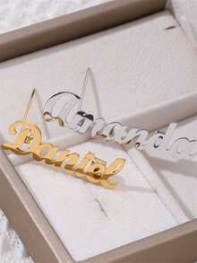 1pc Customized Personalized Name Brooch - Elegant Stainless Steel Personalized Letter Pin, Suitable For Birthday, Wedding, Graduation Ceremony And Special Family Gifts, Multi-Functional All-Season Accessory, Personalized Gift | Elegant Style | Durable Brooch - Style Three - View 6