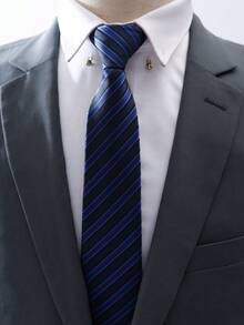 1pc Men's Business Striped Tie, Lazy Zipper Striped Tie, Suitable For Valentine's Day Gifts And Daily Wear. - A - View 5