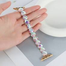 色彩缤纷闪亮心形金属弹力表带，兼容 38/40/41/42/44/45/46/49mm，适用于 Ultra 3/2/1 系列 1-11 和 SE，闪耀水钻装饰，点缀您的腕间，适合作为情人节礼物和日常佩戴，兼容 20/22mm 表耳宽度的智能手表 - 也适用于三星 Galaxy Watch/Garmin 和其他智能手表（仅表带）