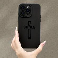 Cross Pattern Phone Case, Shockproof Phone Protective Cover, Phone Accessory Compatible With IPhone 11 12 13 14 15 16 Pro Max/Pro/Plus - Black - View 3