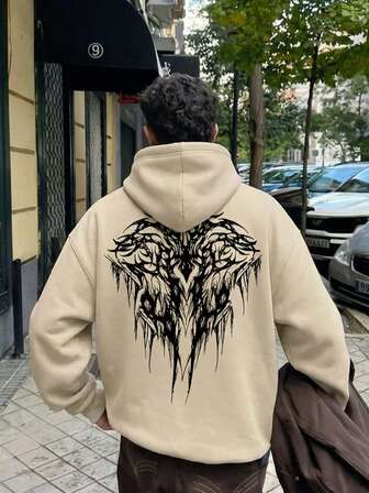 Herren lässiger, modischer Streetwear Hoodie mit Kängurutasche und Kordelzug, Herbst/Winter