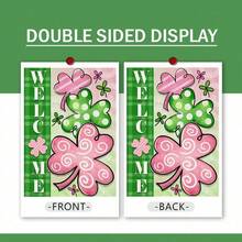 Welcome St. Patrick's Day Small Garden Flag, Clover Lucky Decoration Patio Outdoor Decoration, Farmhouse Lucky Outdoor Home Decoration Double Sided 12 * 18 Inches - 粉綠四葉草 - 查看 5