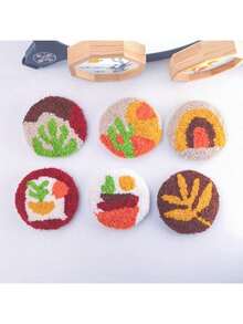 6 件装风景打孔针套件带杯垫 - 完整的初学者刺绣入门套装，包括工具和多种颜色 - 彩色 - 查看 10