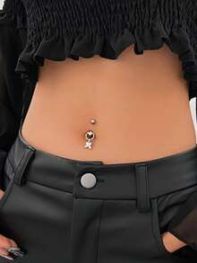 1件装不锈钢蝴蝶蜘蛛造型肚脐环，优雅休闲，适合女性日常、派对、活动佩戴。