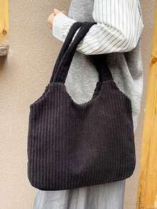 1pc Women's Autumn/Winter Rabbit Fur Tote Bag, High-Quality Zipper Large Bag, Detachable Strap, Available In Burgundy, Brown, Pink, Black Tie-Dye Fur, Suitable For Ladies, Girls Can Wear Crossbody Or Shoulder - Black - View 2