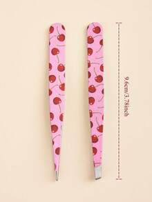 2pcs Fruit Print Tweezers, Cute & Practical Eyebrow & Makeup Tools, High Quality Stainless Steel Eyebrow Tweezers For Plucking, Picking, False Lashes & Nail Decoration, Eye & Nail Care Tools, Perfect Christmas Gift,Cheap,Stocking Stuffers,Makeup,Makeup Tools,Cheap Stuff,Gifts,Gifts For Women,Christmas Gifts - Pink - View 7