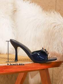 Giày sandal cao gót mũi nhọn gợi cảm dành cho nữ cỡ lớn, dép lê thời trang đa năng, sandal cao gót mũi nhọn thanh lịch dự tiệc cho phái nữ - Màu xanh hải quân - Xem 6