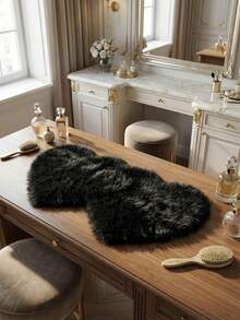 1 件毛绒蓬松高绒心形地毯，6 厘米长绒，适用于客厅、餐厅、卧室、青少年房、托儿所，有多种颜色和款式可供选择 - 黑色 - 查看 12