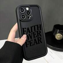 Faith Over Fear Comfortable To Hold, Durable And Stylish, High Quality Protective Phone Case, Suitable For Iphone 16/15/14/13/12/11/X/7/6 Series, Black/White Background, Camera Lens Protection, Shockproof, Anti Slip, Lightweight, TPU Material Compatible With Samsung Galaxy S26/A53 - 黑色 - 查看 4
