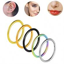 1pc Low Allergy Nose Ring 20G 18G 16G 14G 12G 10G 8G 316L Surgical Steel Nose Septum Jewelry Hinged Segment Ring, Internal Piercing Nose Hoop, Lip Ring, Nose Spiral Cartilage, Tooth Earring - 6mm Style - View 10