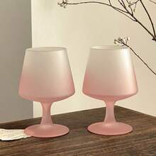 1pc French Ombre Pink Frosted Stemmed Glass, Cocktail Glass, Champagne Glass, Beverage Glass