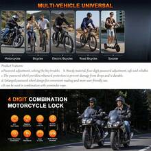 1pc Disc Brake Combination Lock, 4-Digit Password Anti-Theft Lock - Easy Installation, No Power Supply Required, Comes With Reminder Cord, Essential Accessory For Bicycles And Motorcycles, Waterproof And Rust-Resistant Wheel Body Safety Metal Bicycle Lock - Multicolor - View 10