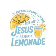 6pcs Funny Christian Faith Iron-On Transfers - "Life Gave Me Lemons But My  He Be Making Lemonade" - Lemon &  Design With Lemon Slices - Heat Press Ready DTF Stickers For T-Shirts, Bags, Fabric Crafts - Church Events, Bible Study Gifts, Mother's Day, Graduation - Easy Application & Long-Lasting Adhesive - 彩色 - 查看 1