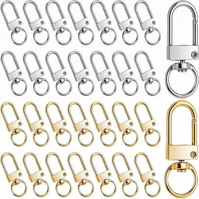 10/20/30个金属龙虾扣旋转弹簧钩，适用于钥匙链制作、DIY工艺品、挂绳制作、包包钥匙扣连接器、珠宝制作等。