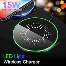 15W Mirror Wireless Charger - Induction Fast Charging Pad Base, Compatible With IPhone 17/16/15/14/13/12/X Series Pro Max Models