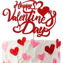情人节快乐蛋糕装饰插牌，也适用于生日派对装饰 - 彩色 - 查看 1