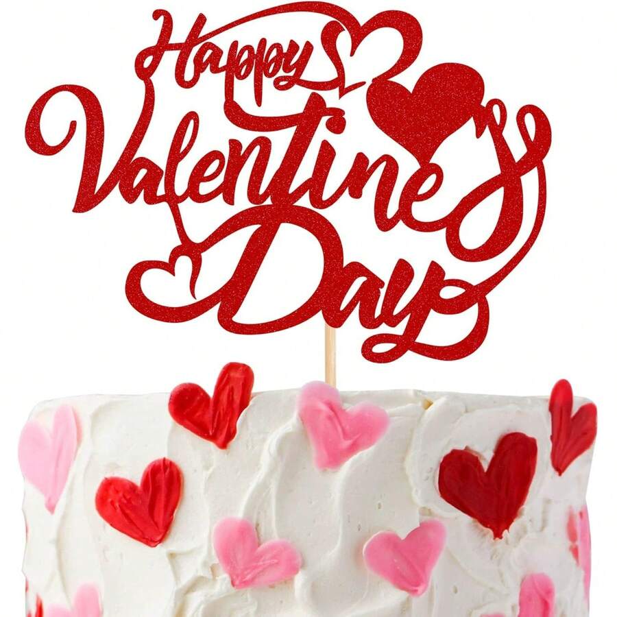 情人节快乐蛋糕装饰插牌，也适用于生日派对装饰 - 彩色 - 查看 1