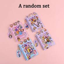 随机套装，3合1螺旋笔记本，可爱动漫/卡通Lumizoi PET贴纸