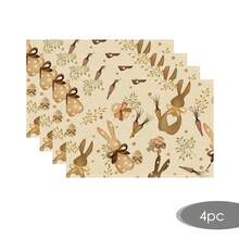 1/2/4/6/8pcs Happy Spring Easter Bunny Egg Bow Placemat, 30*45cm Easter Seasonal Plaid Pattern Dining Table Decor, Spring Holiday Placemats For Home Party, Kitchen - Multicolor - View 15