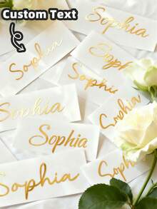 1-8张定制文字贴纸，个性化姓名贴纸，手写字体婚礼姓名标签，水瓶贴纸，全彩烫金文字贴纸，防水不撕不留残胶，适用于个人物品、婚礼派对活动，多种颜色强力粘性，高品质，精致美观，是送给朋友、家人、爸爸妈妈、孩子、同学的理想之选，也适用于生日派对、婚礼招待会、返校季、剪贴簿用品和剪贴簿文具。