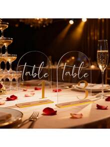 Wedding Table Numbers 1-20 With Stands, 5" X 7" Elegant Acrylic Display Signs With Golden Text, Great Table Numbers For Wedding Reception, Decoration, Centerpiece, Party, Anniversary And Event - Vàng - Xem 5