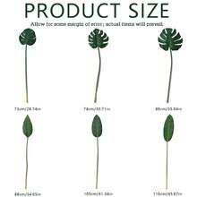 1/3 Pcs Artificial Monstera Leaves With Long Stems For Vase - Fake Tropical Plant Palm Leaves Realistic Turtle Leaf/Banana Leaf Suitable For Home Wedding Party Decoration Indoor Outdoor Home Office Garden Living Room Decoration - Green - View 3