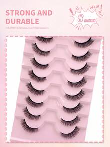 8 Pairs ENCHUW Natural Cat Eye Lashes, Delicate & Curly, Faux Mink Eyelashes, Suitable For Daily Wear - Black - View 5