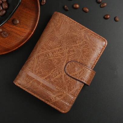 Cartera corta para hombres, estilo retro de negocios, monedero de cuero PU, cartera vertical, cartera para hombres