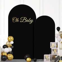 6ft, 6.6ft, 7.2ft Black Arch Backdrop, 2 Sides Spandex Stretch Fabric Arch Backdrop, Suitable For Birthday Party Wedding Arch Decor (Arch Frame Not Included, Only Fabric Backdrop) - Black - View 2