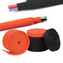 1Pc Heat Shrink Braided Tubing,Heat Shrink Tubing Wear-Resistant Protection Flexible Wire Harness Cable Sheath