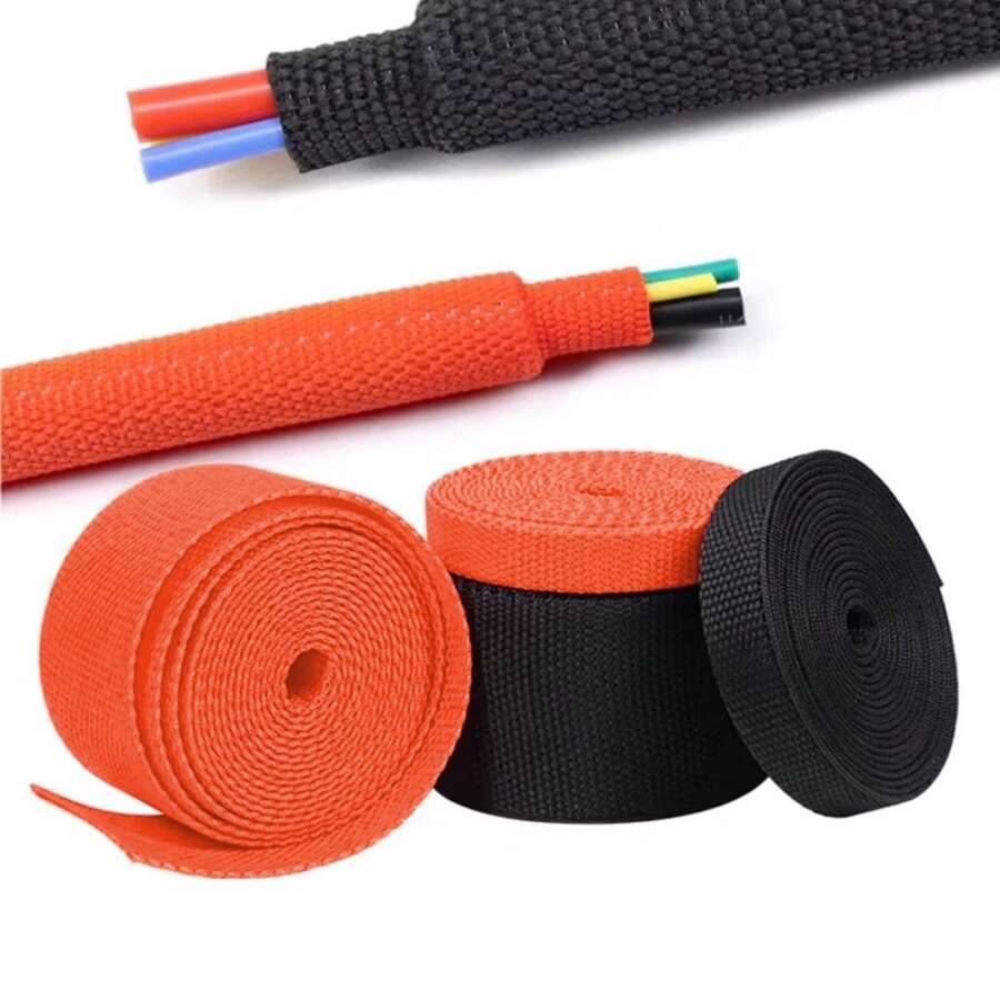 1Pc Heat Shrink Braided Tubing,Heat Shrink Tubing Wear-Resistant Protection Flexible Wire Harness Cable Sheath