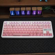 Side-Engraved Pink Keycaps | PBT Double-Shot Molding | Suitable For Aula F87 Pro / Varmilo X87 Keycap Set | Maintains Original Height, Fashionable Design, Compatible With Multiple Keyboards, Keyboard Accessories | Fashionable Keycaps | Keycaps, Keycap Set, Keyboard Keycaps, Full-Size Wireless Keyboard, Dot-Matrix Keycaps, Magnetic Keyboard, Quick-Shooting Keyboard, Mechanical Keyboard Keycaps, Computer Accessories, Gaming Accessories, Keyboard Accessories - Only Keycaps - View 10