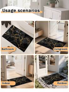 1 pieza Felpudo antideslizante para exteriores, alfombra de patrón geométrico para interiores, alfombra de baño, alfombra de cocina, alfombra decorativa, alfombra multiusos para el piso, alfombra de pasillo, suave y cómoda, prevención fácil de caídas, adecuada para cocina, entrada interior/exterior, dormitorio, decoración del hogar, lavable a máquina - Negro - Ver 8
