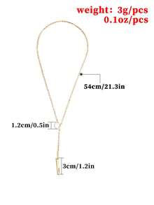 1件新款简约金属戒指项链，女士款 - 金色 - 查看 5