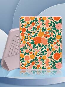 Flower A Tablet Case With A Floral Print,Friends, Best Friends, Family, Brothers, Colleagues, Younger Brothers, Lovers, Classmates, Teachers, Or Yourself As A Birthday Or Holiday Gift.Compatible With IPad Air 4/5 10.9-Inch And IPad 8/9 10.2-Inch. It Has A Black Flip Design, A Pen Slot, And Enhanced Heat Dissipation. - Pink - View 3