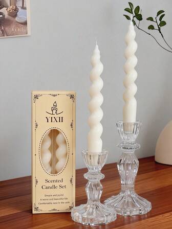 4pcs Spiral Christmas Candles, Home Decor Scented Candles, Includes Scented Candle Set, Christmas Slim Candle Center Decor, Christmas Home Decor Paraffin Wax Candles, Halloween Home Atmosphere Decor, Home Candlestick Gifts, Suitable For Women, Winter Gifts