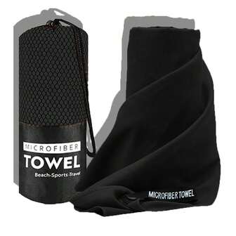 1 pieza Toalla deportiva de microfibra de doble cara, de secado rápido, color negro, absorbente, que no se pega a la arena, portátil para yoga, natación, senderismo y actividades al aire libre