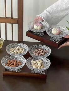 1pc Vintage High-End Embossed Floral Glass Fruit Plate, Creative Small & Exquisite Home Use Dessert, Snack, Candy, Cake Display Tray (Delicate Small Design, Intricate Floral Pattern) - Multicolor - View 13