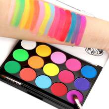 15 Colors Body Paint Set, Includes 2 Brushes, Water-Based Pigments With Rich Coverage, Easy To Clean And Non-Irritating, Ideal For Festivals, Parties, Halloween Body Art - Multicolor - View 3