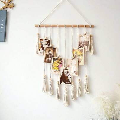  1pc Tassel Photo Display Wall Decoration, With 10 Clips, Can Hang Photos, Photo Album Room Decoration, Suitable For Home And Exhibition Decoration