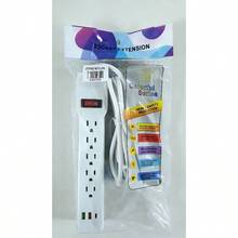 Cable de extensión estándar para uso doméstico con múltiples enchufes y un interruptor de encendido. - Blanco - Ver 1