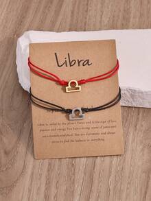 2pcs/Set New Zodiac Constellation Adjustable Bracelets, Birthday & Valentine's Day Gift For Friends And Family