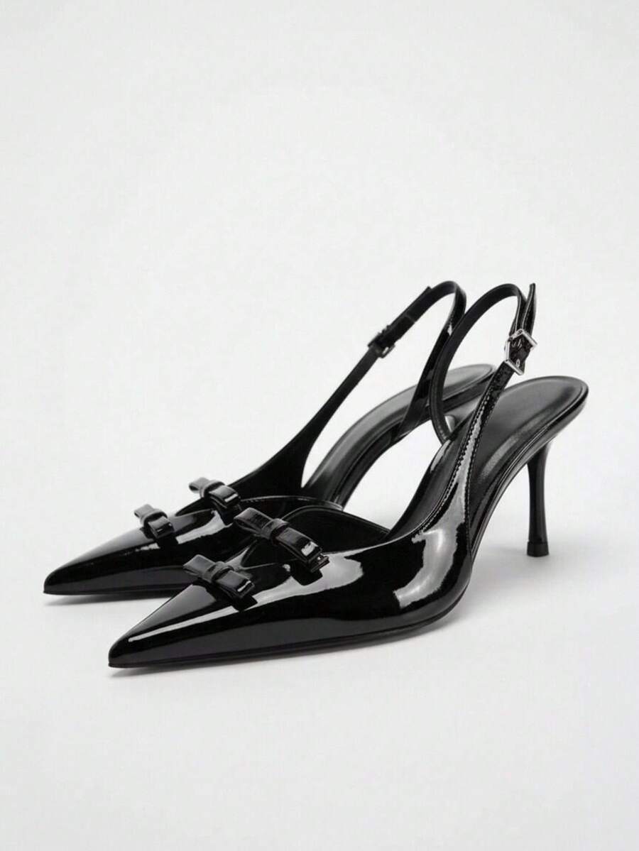 Spring New Fashion Women Shoes Black Velvet Butterfly Decor Strap Backless Mule Slides - Black - View 1