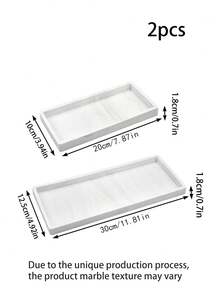 White Marble Rectangular Decorative Tray, Bathroom Vanity Cosmetic Storage Tray, Bathtub And Kitchen Sink Organizer, Soap Dispenser Tray, Home Bathroom Decor, Bathroom Storage Rack, Skincare And Fragrance Display Rack, Autumn Decoration, Cosmetic Storage Rack, Back-To-School Essential.