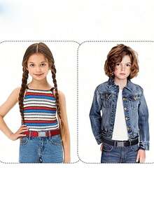 2 Packs Children's Belts, Elastic Waistbands, Suitable For Both Boys And Girls, Adjustable Solid Color Belts. - Multicolor - View 2